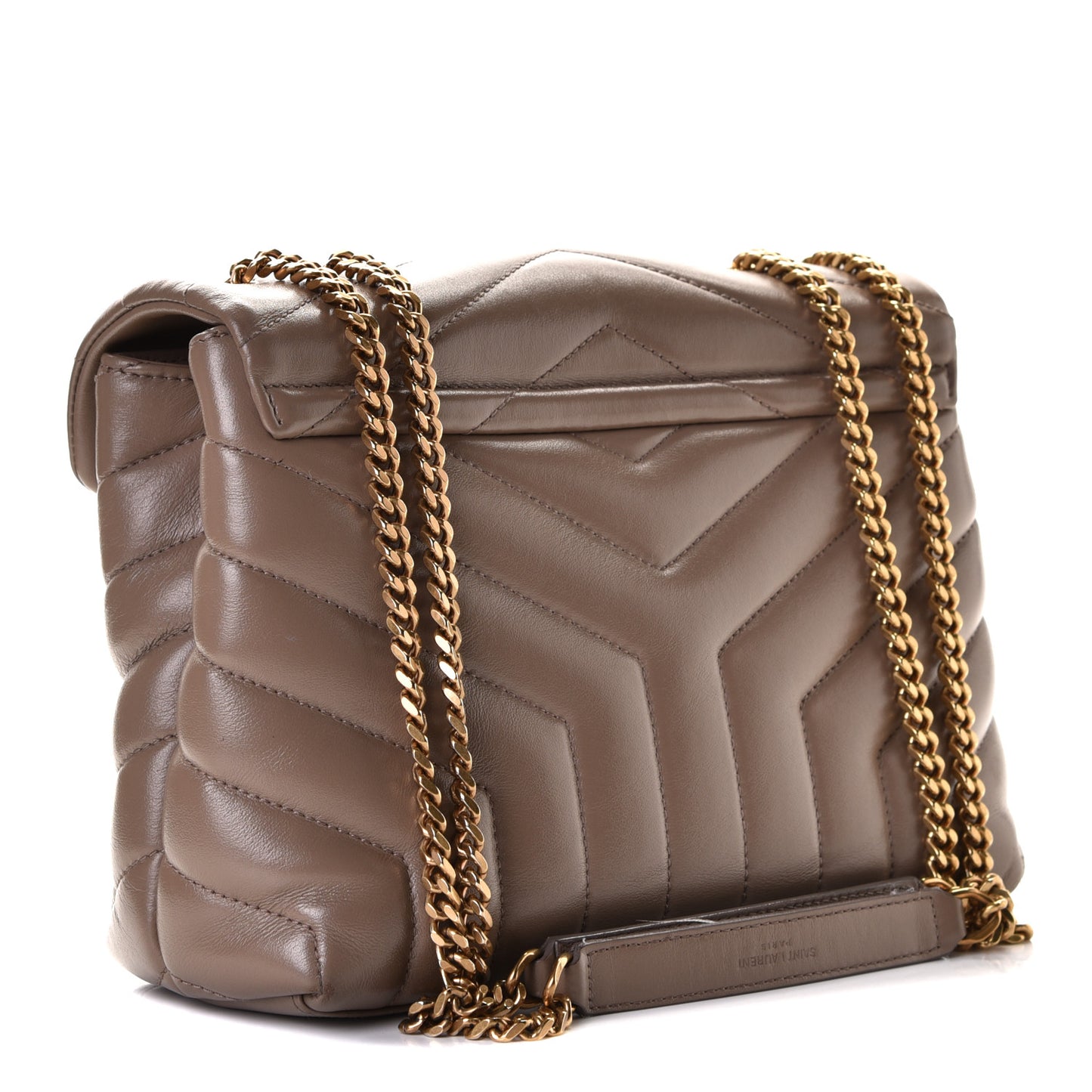 Calfskin Y Quilted Monogram Small Loulou Chain Satchel Taupe