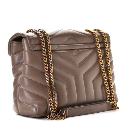Saint Laurent Calfskin Y Quilted Monogram Small Loulou Chain Satchel Taupe 2 of 14
