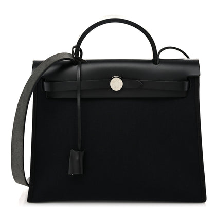 Hermes Military Toile Vache Hunter Herbag Zip PM 31 Black 1 of 11
