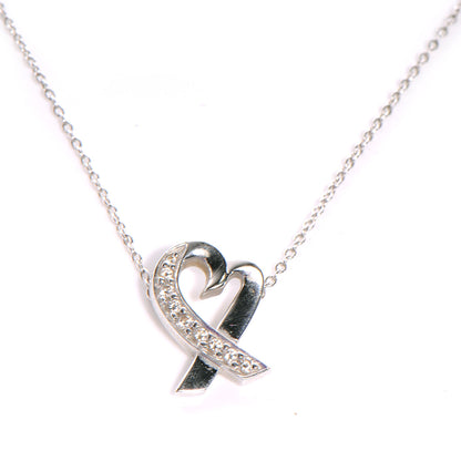 Tiffany 18K White Gold Diamond Small Paloma Picasso Loving Heart Necklace 1 of 4