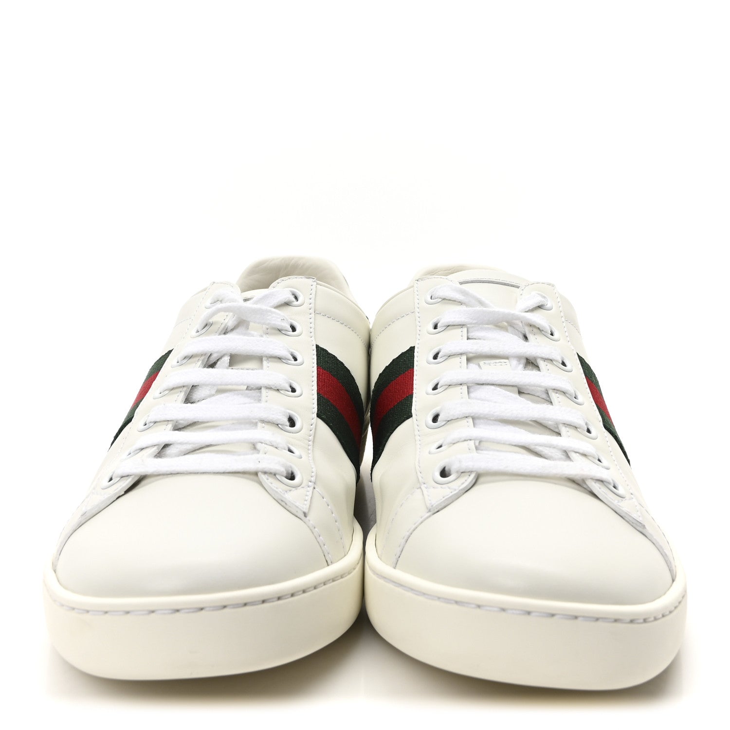 Gucci Calfskin Crocodile Web Womens Ace Sneakers 38.5 White Green 3 of 9