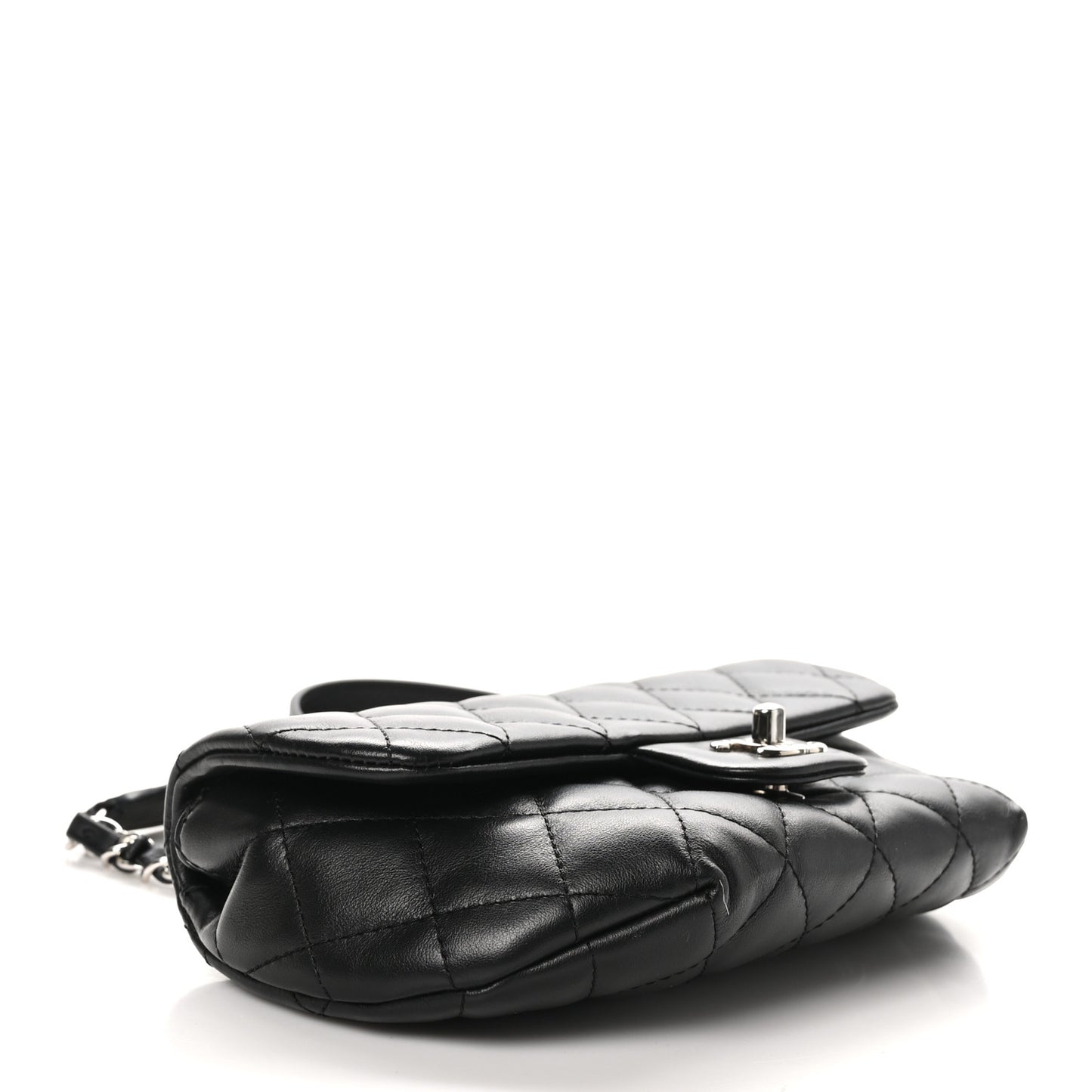 Calfskin Quilted CC Uniform Flap Belt Bag Black