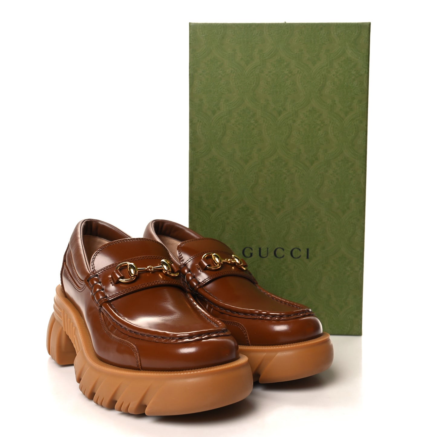 Magnum Calfskin Nappa Samoa Womens Horsebit Platform Chunky Lug Sole 40mm Loafers 39 Brown