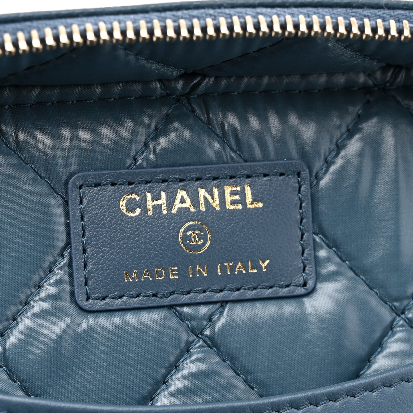 Caviar Quilted Large Vanity Pouch Blue