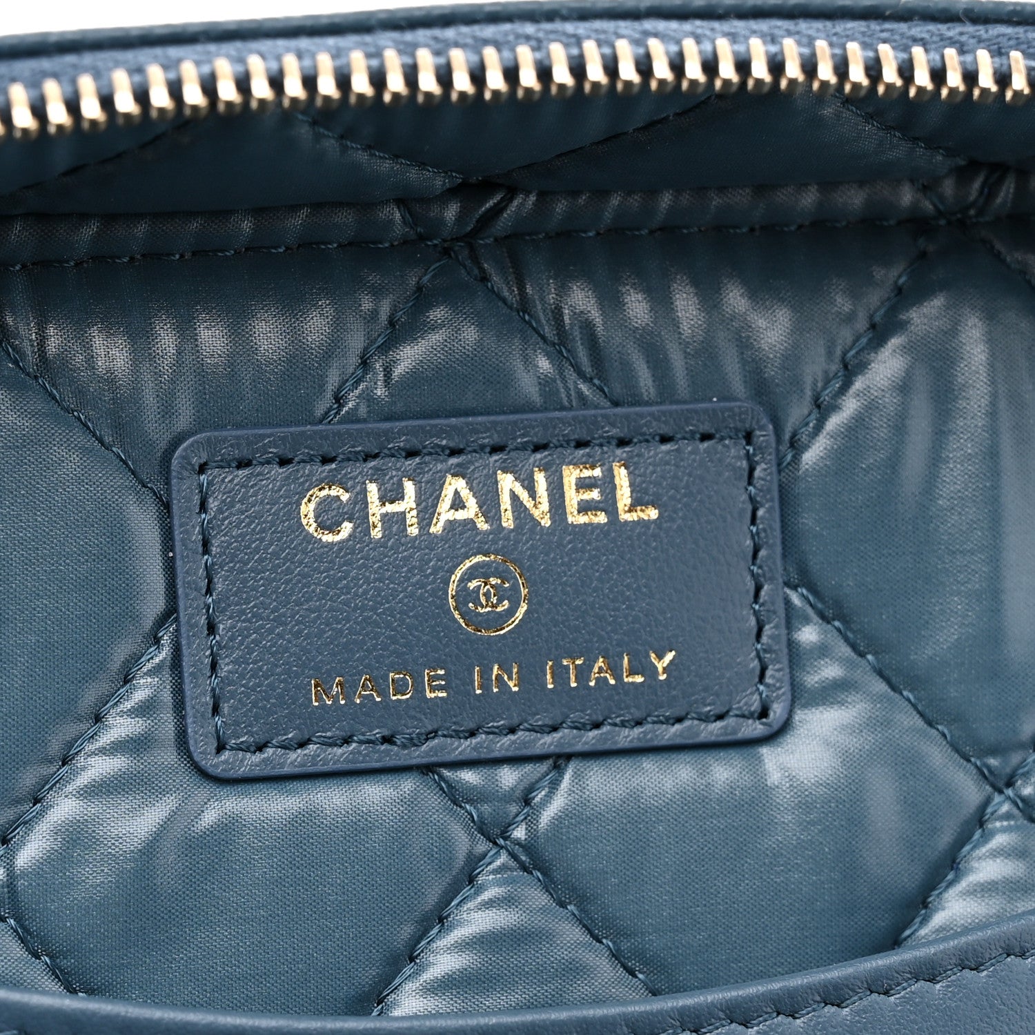 Chanel Caviar Quilted Large Vanity Pouch Blue 7 of 9