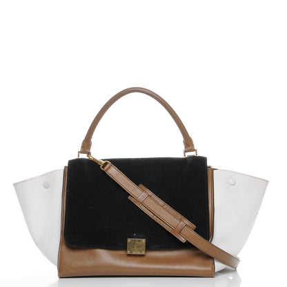 Celine Calfskin Suede Medium Tri-Color Trapeze Black 1 of 11