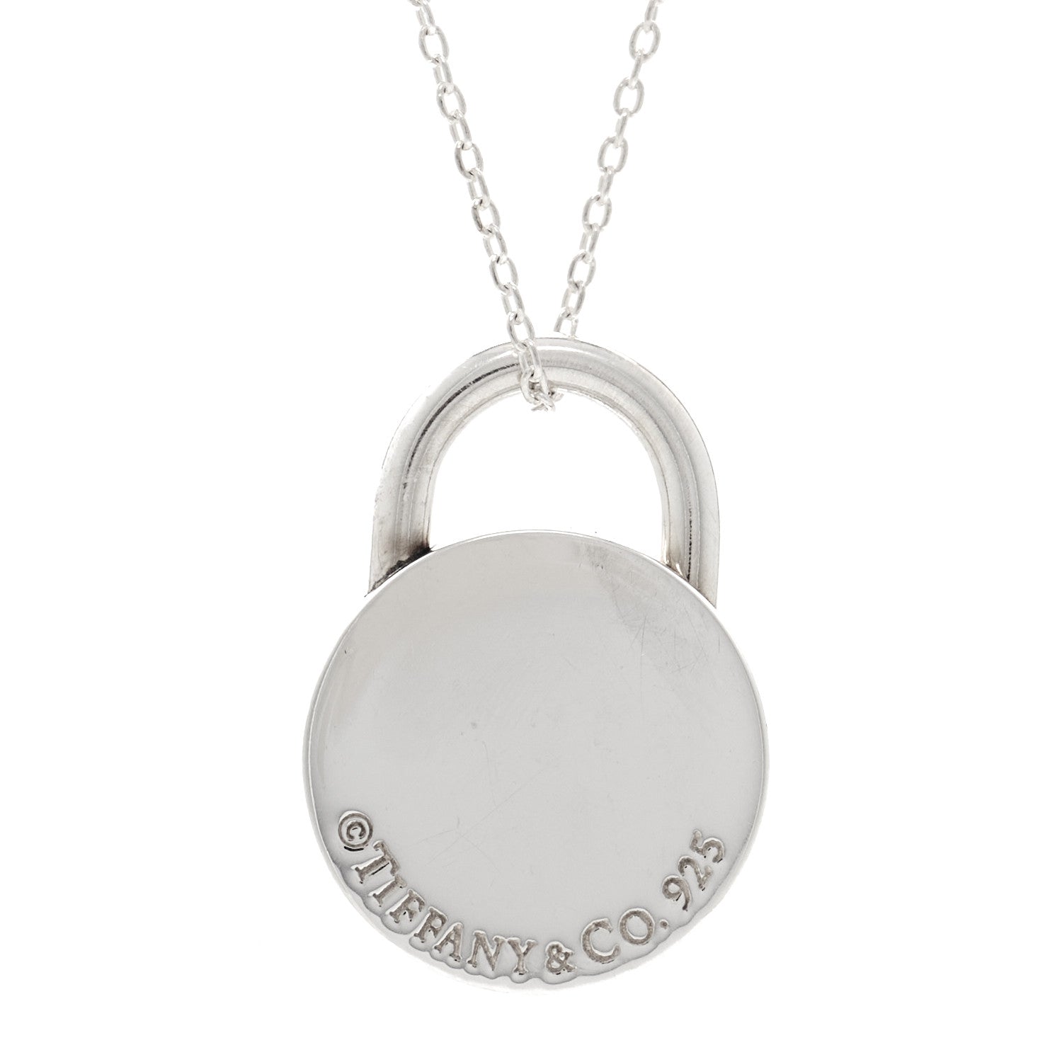 Tiffany Sterling Silver 1837 Round Lock Charm Pendant Necklace 4 of 5