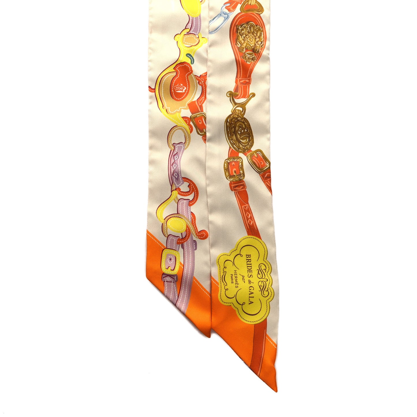 Silk Brides De Gala Applique Pique Twilly Creme Orange Jaune