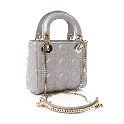 Christian Dior Metallic Lambskin Cannage Mini Lady Dior Grey 3 of 10