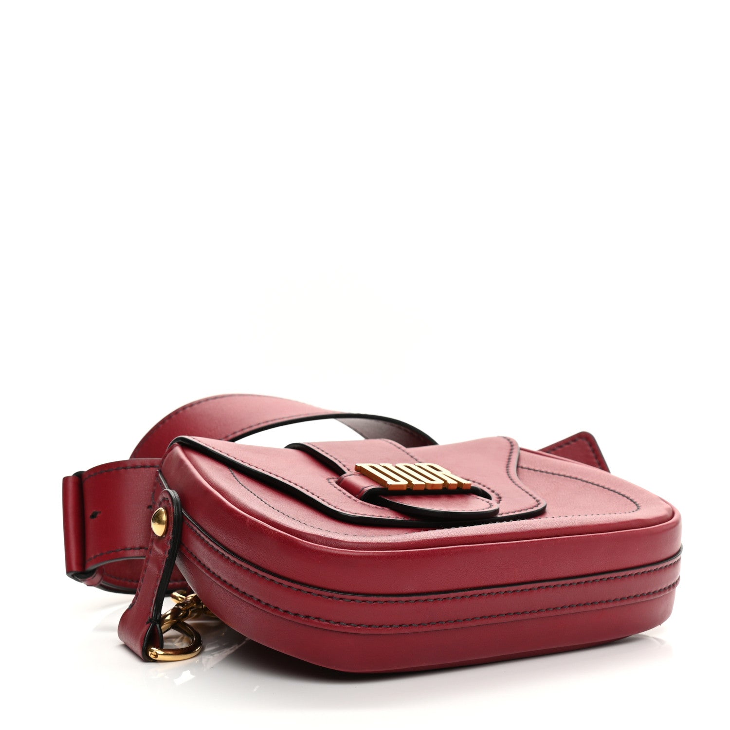 Christian Dior Calfskin D Fence Saddle Bag Black Red 6 of 13