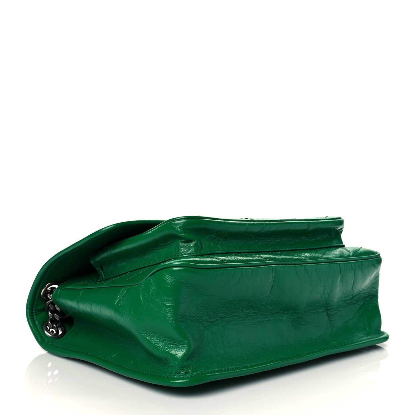 Crinkled Calfskin Matelasse Monogram Medium Niki Chain Satchel New Vert Praire