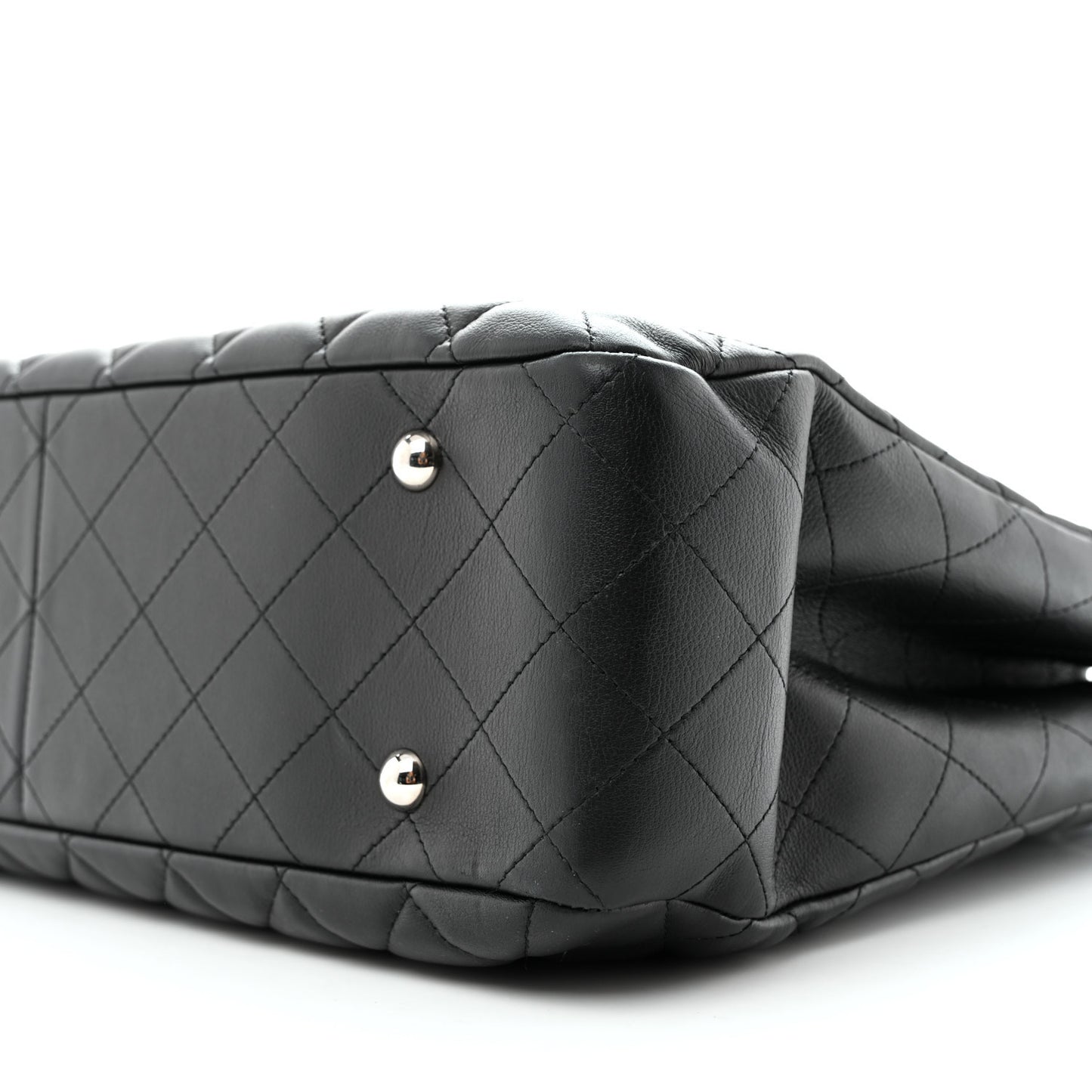 Calfskin Quilted Large Classic Shopping Tote  Black