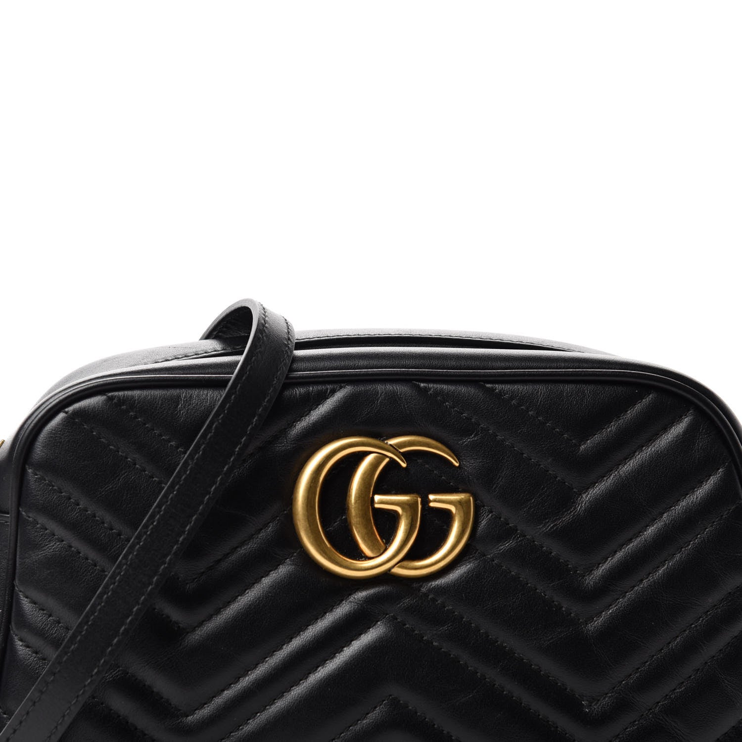 Gucci Calfskin Matelasse Small GG Marmont Chain Shoulder Bag Black 11 of 12