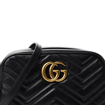 Gucci Calfskin Matelasse Small GG Marmont Chain Shoulder Bag Black 11 of 12