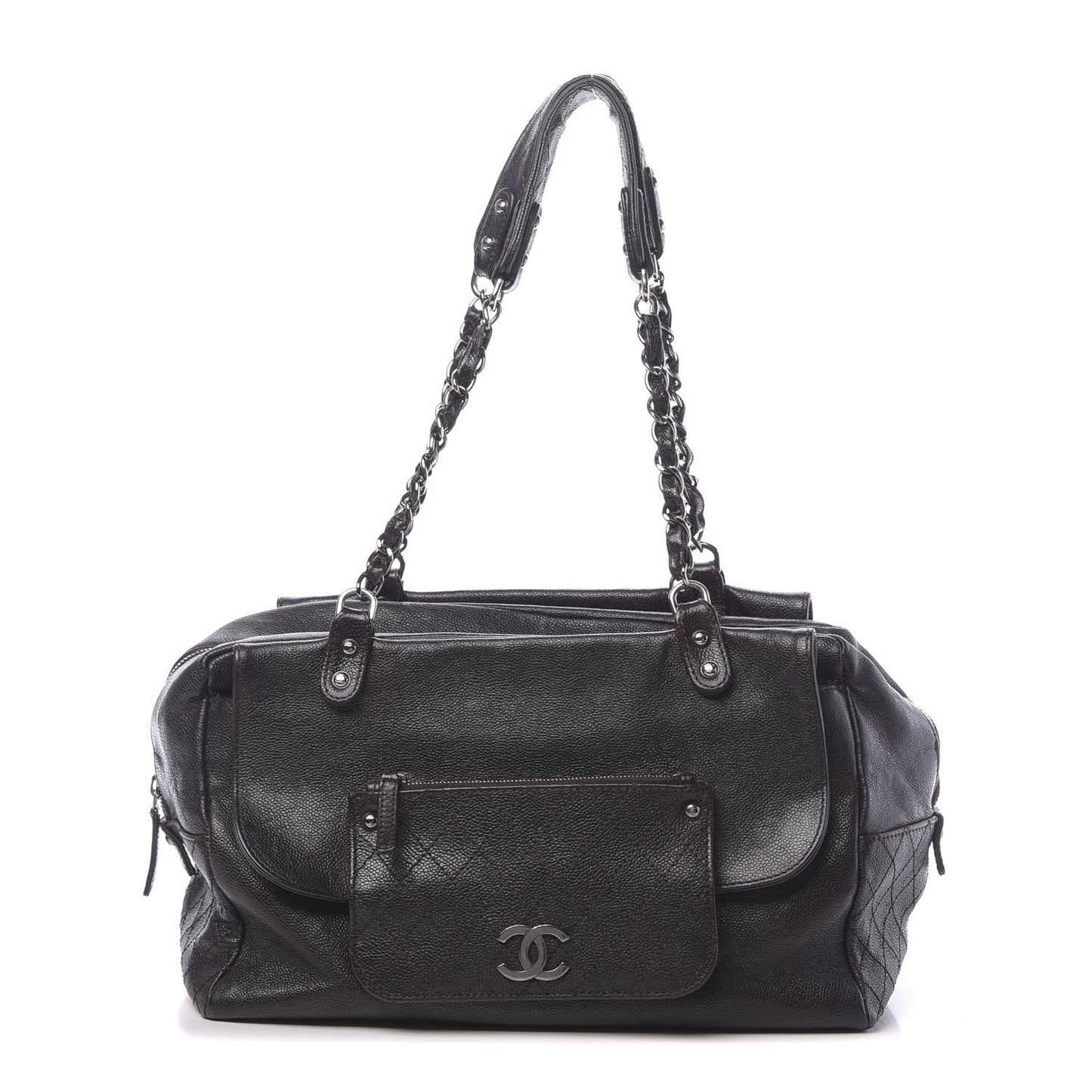 Glazed Caviar Pocket In The City Tote Brown