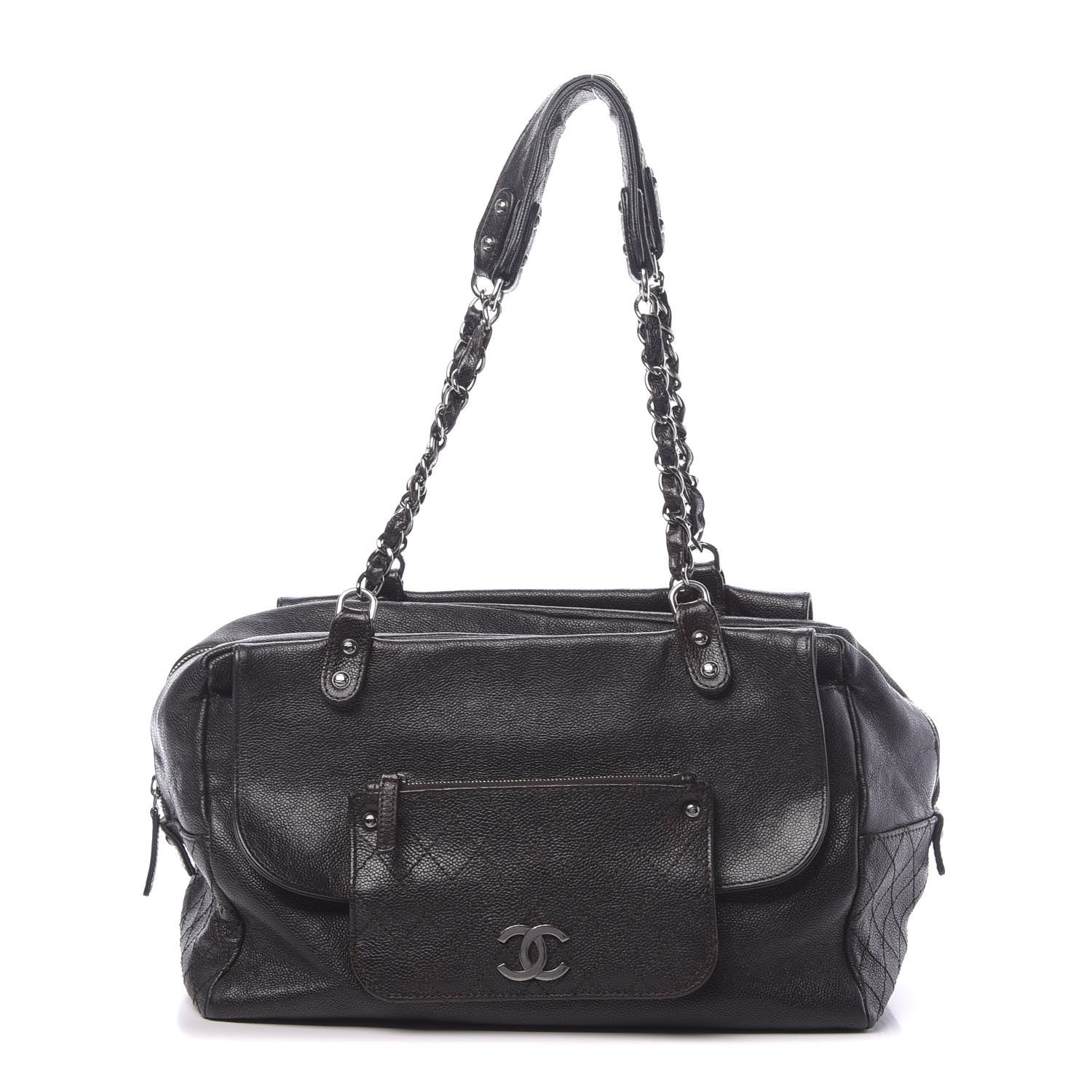 Chanel Glazed Caviar Pocket In The City Tote Brown 1 of 10