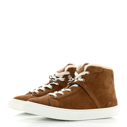 Hermes Suede Goatskin Woolskin Daydream Sneakers 40 Brun Fume Ecru 3 of 9