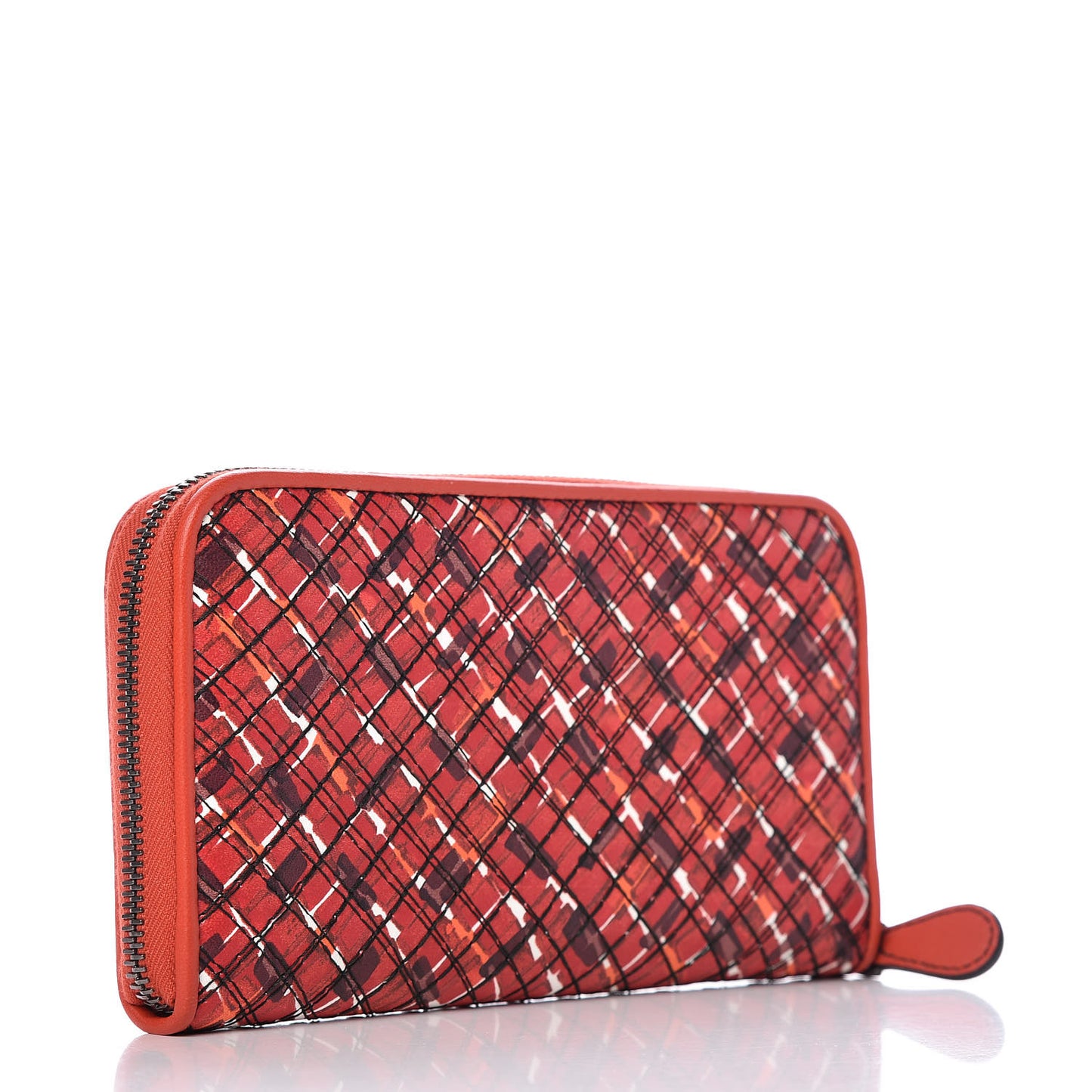 Embroidered Nappa Zip Around Wallet China Red