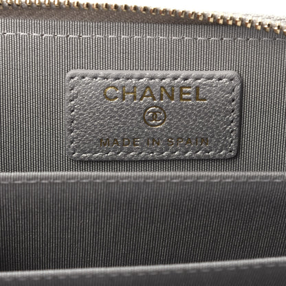 Chanel Metallic Goatskin Quilted 19 Zip Around Coin Purse Wallet Silver 6 of 8