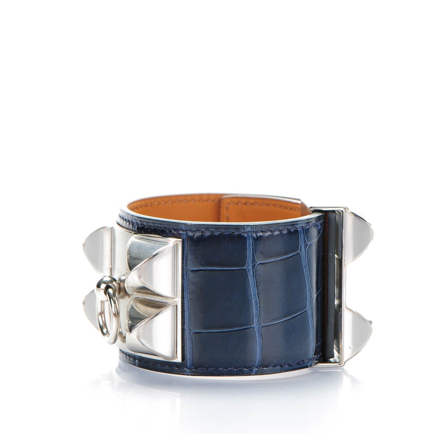 Hermes Shiny Alligator Collier De Chien CDC Bracelet S Bleu Marine 3 of 8