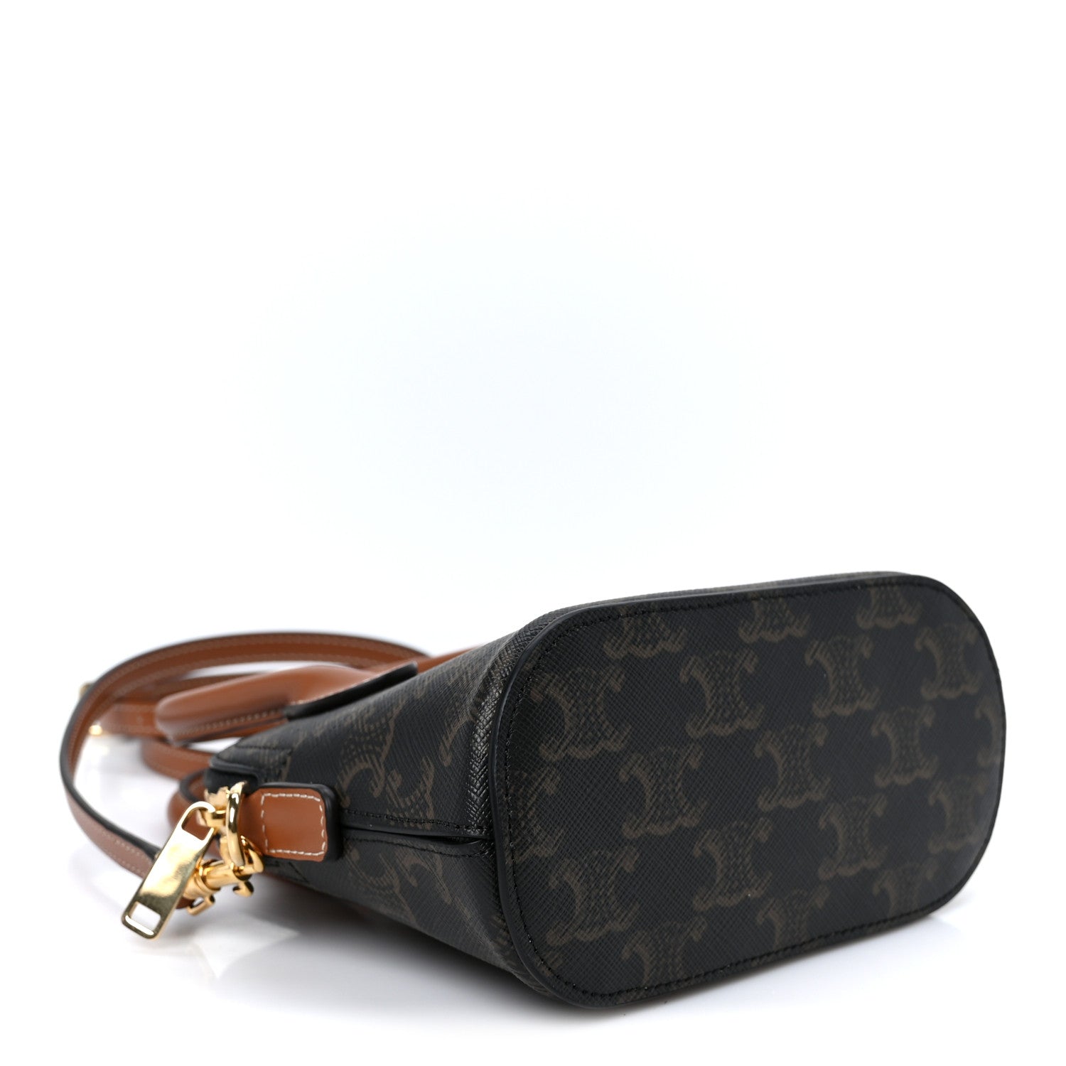 Celine Canvas Calfskin Triomphe Mini Honorine Bag Tan 3 of 9