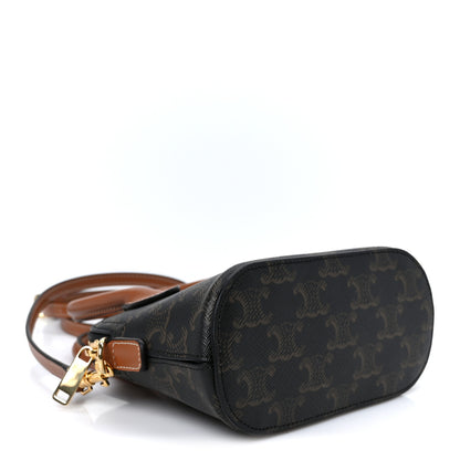 Celine Canvas Calfskin Triomphe Mini Honorine Bag Tan 3 of 9