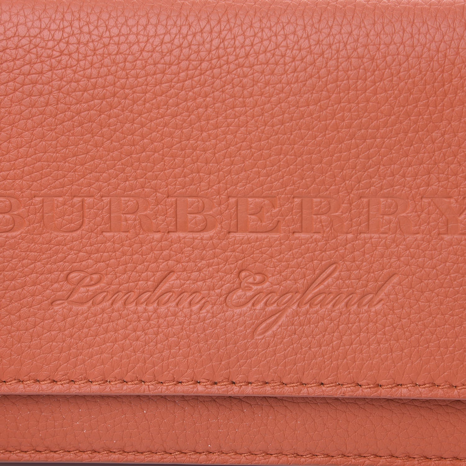 Burberry Calfskin Logo Embossed Chain Wallet Orange 6 of 9