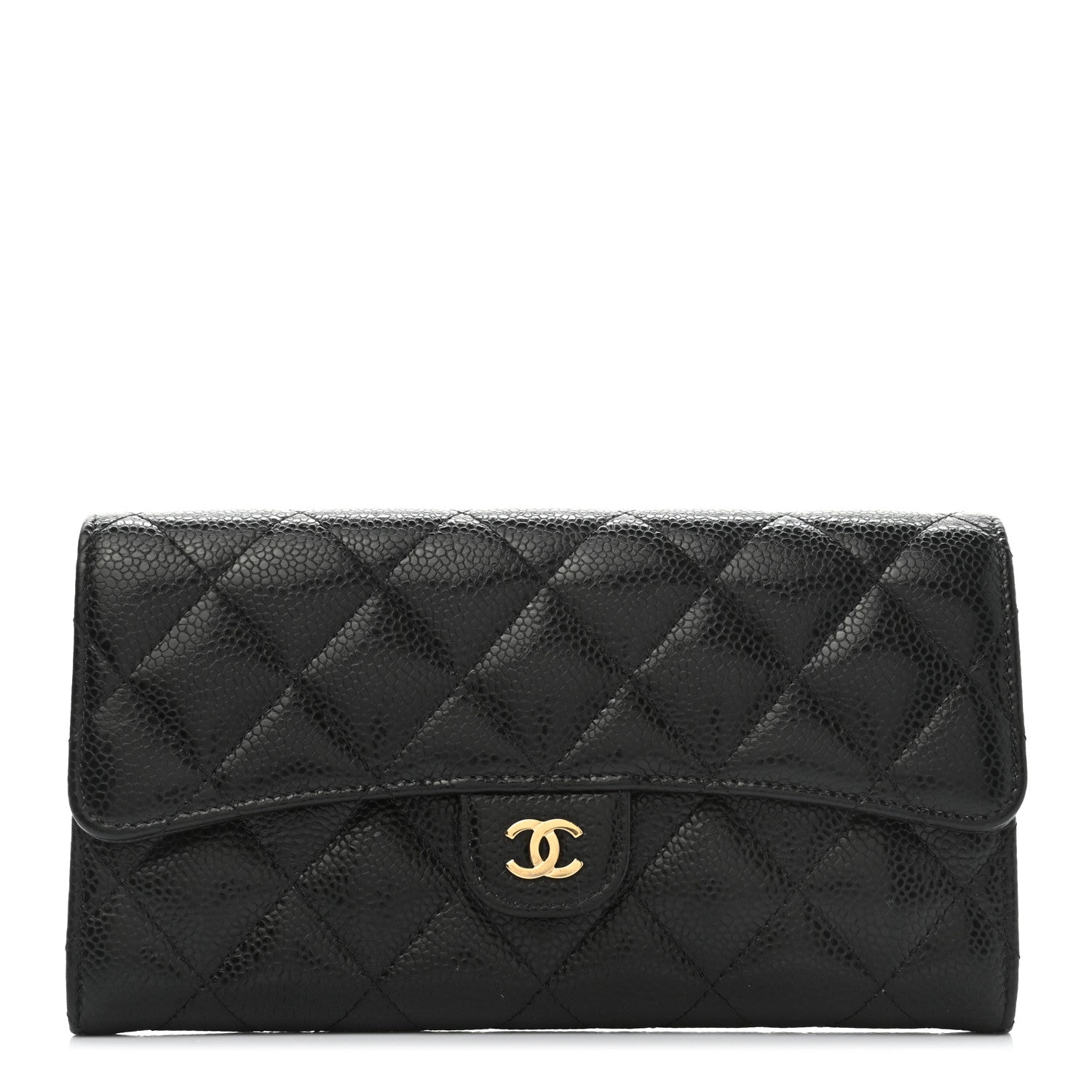 Chanel Caviar Quilted Large Gusset Flap Wallet Black 1 of 9