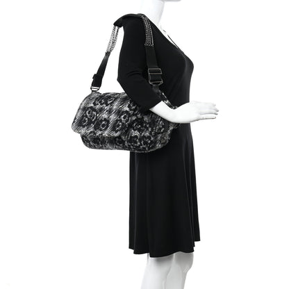 Chanel Tweed Quilted Camellia Shoulder Bag Black 2 of 9