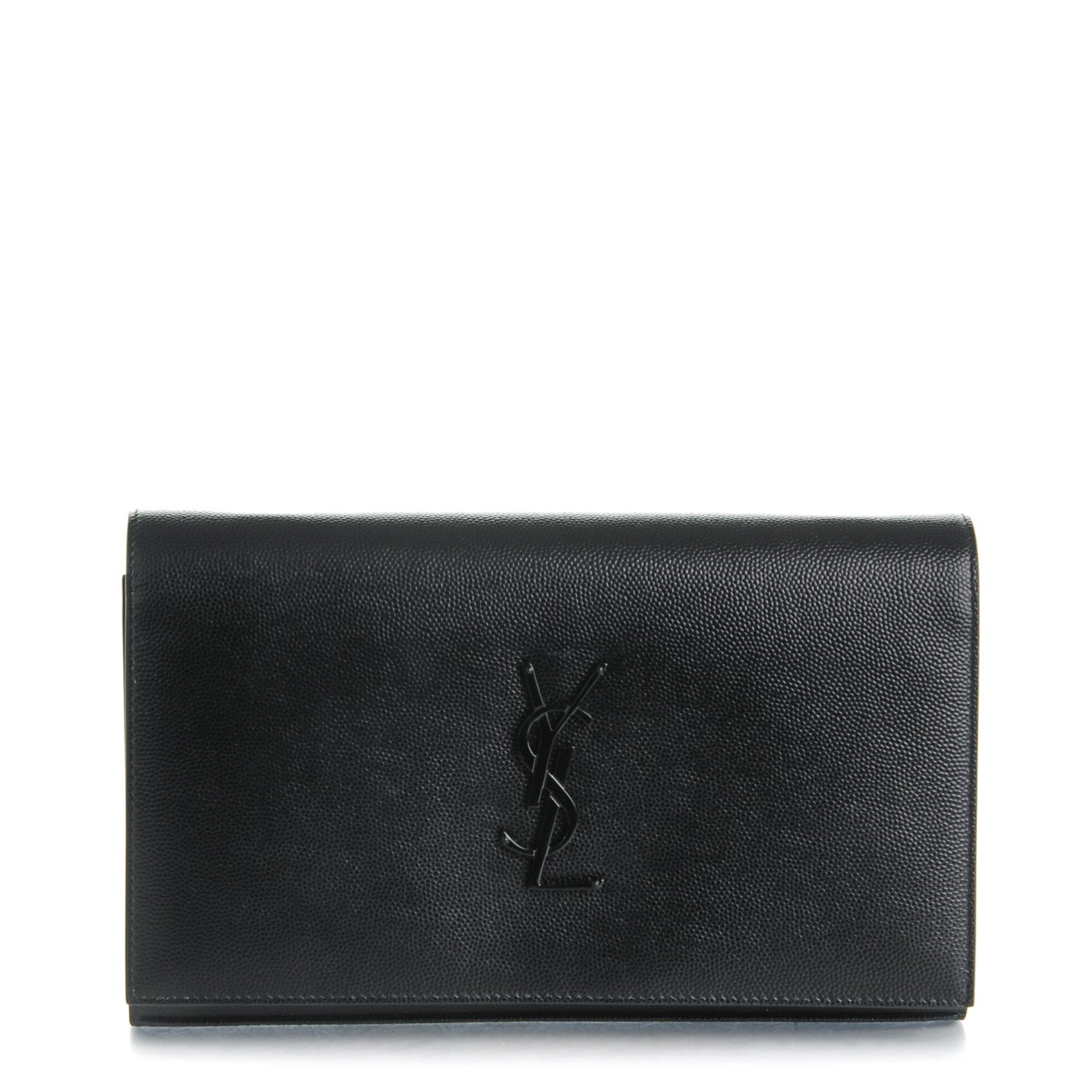 Saint Laurent Grain De Poudre Monogram Chain Wallet Black 1 of 8