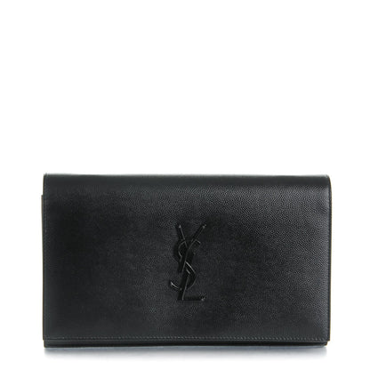 Saint Laurent Grain De Poudre Monogram Chain Wallet Black 1 of 8