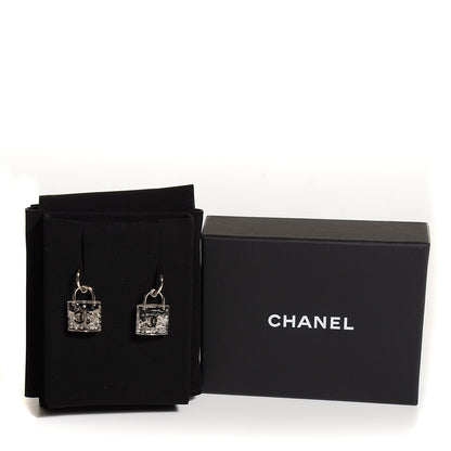 Chanel Pearl CC Padlock Earrings Silver 6 of 6