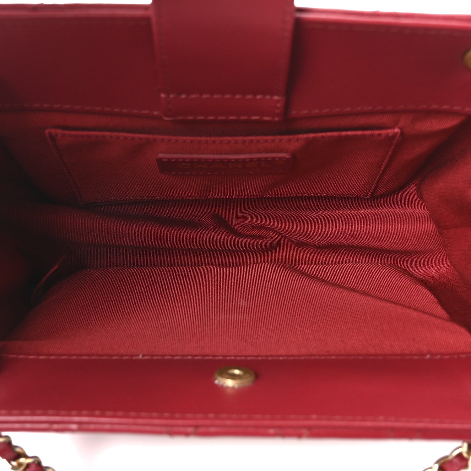 Chanel Calfskin Quilted Small CC Chain Accordion Tote Red 5 of 10