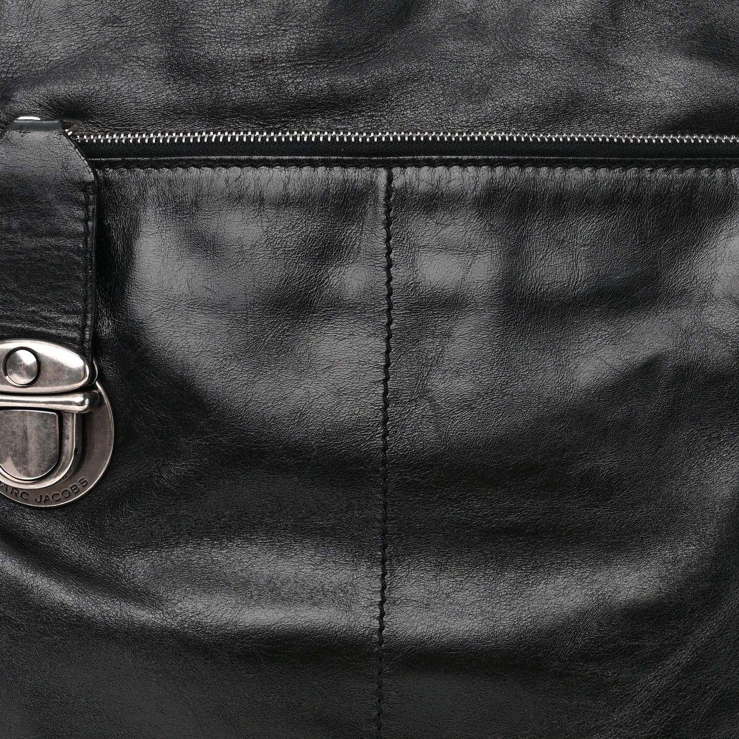 Calfskin Push Lock Tote Black