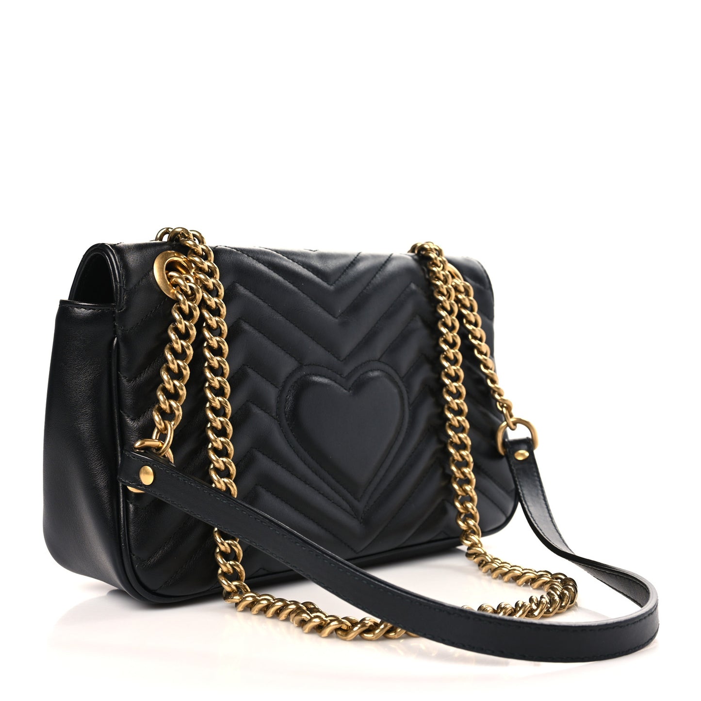 Calfskin Matelasse Small GG Marmont Shoulder Bag Black