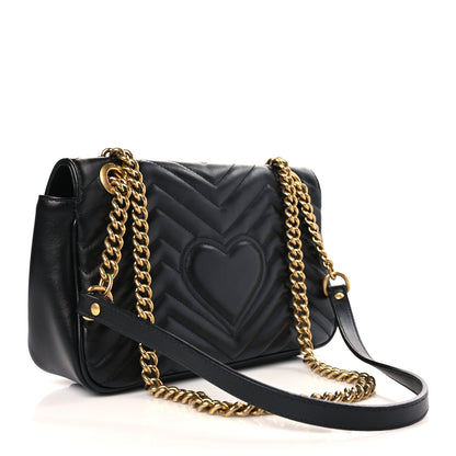 Gucci Calfskin Matelasse Small GG Marmont Shoulder Bag Black 3 of 9