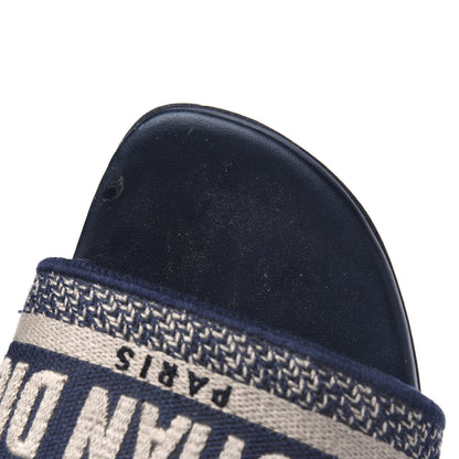 Christian Dior Canvas Embroidered Dway Mules Slide Sandals 38 Deep Blue 10 of 13