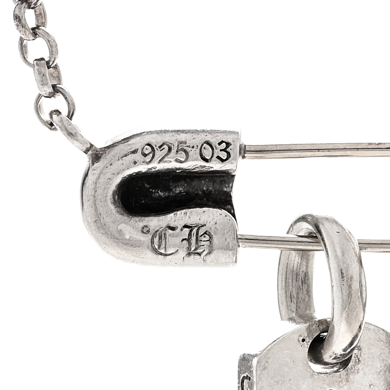 Chrome Hearts Sterling Silver Safety Pin Multi Pendant Necklace