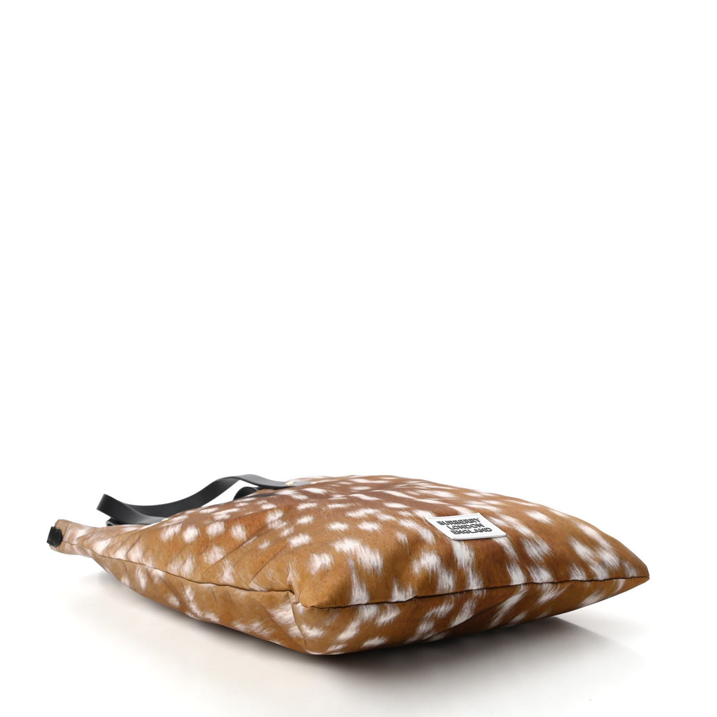 Nylon Deer Print Flat Tote Bag Black Brown