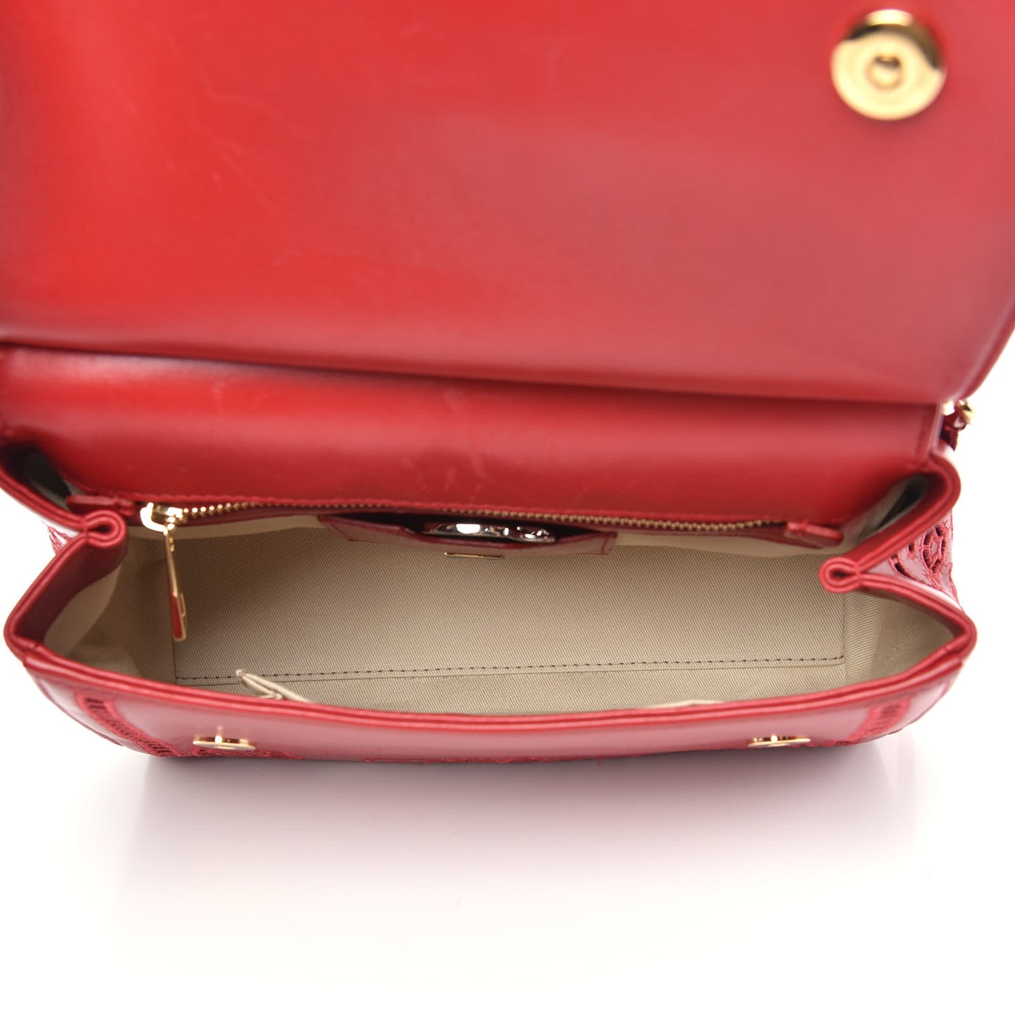 Lambskin Medium Embroidered Laser Cut Miss Sicily Satchel Red