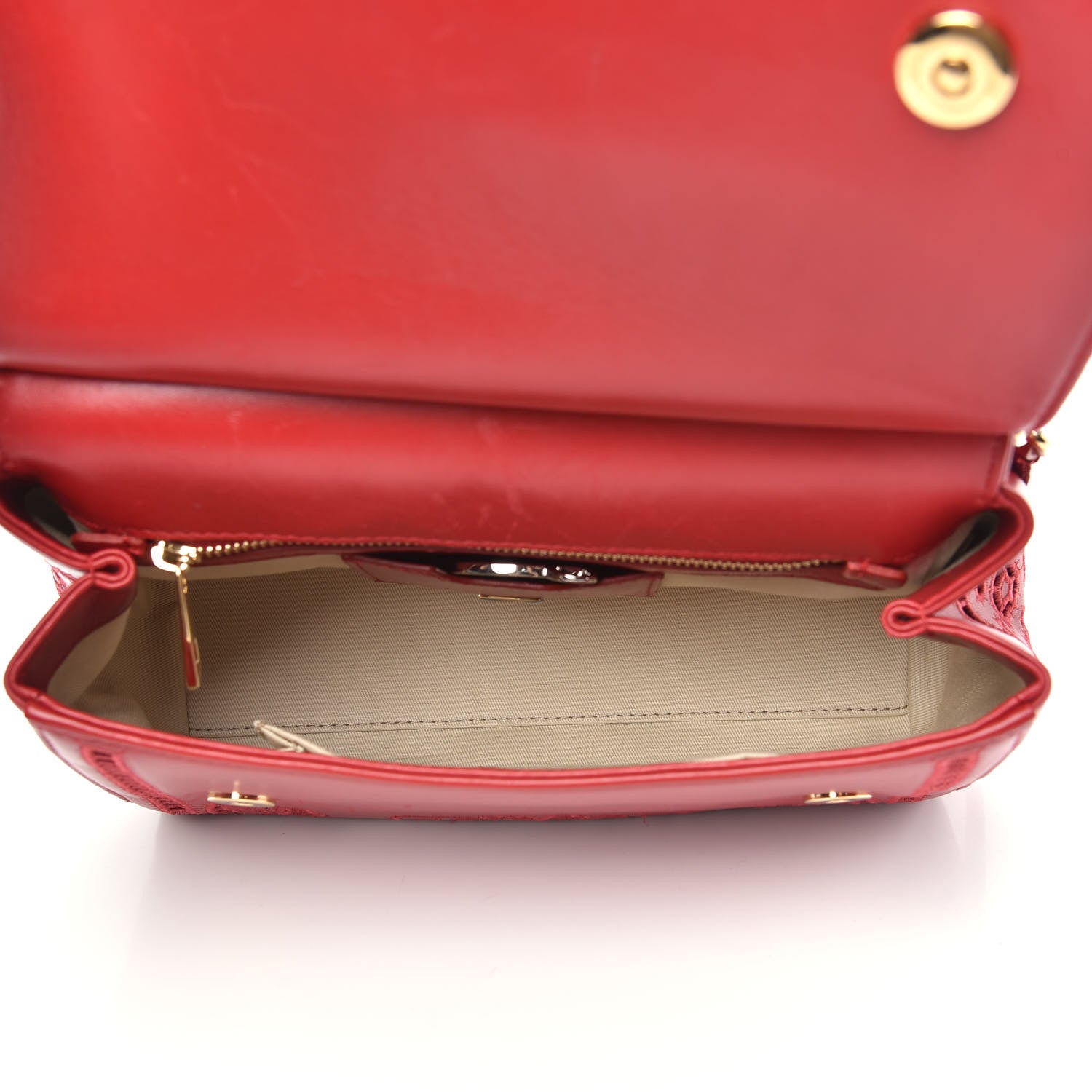 Dolce & Gabbana Lambskin Medium Embroidered Laser Cut Miss Sicily Satchel Red 6 of 14