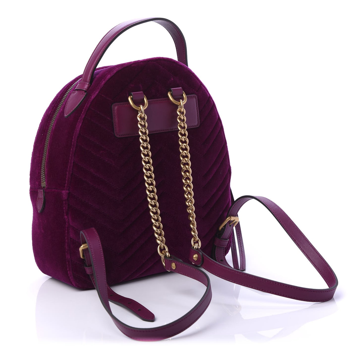 Velvet Matelasse GG Marmont Dome Backpack Fuchsia Violet Cyclamen
