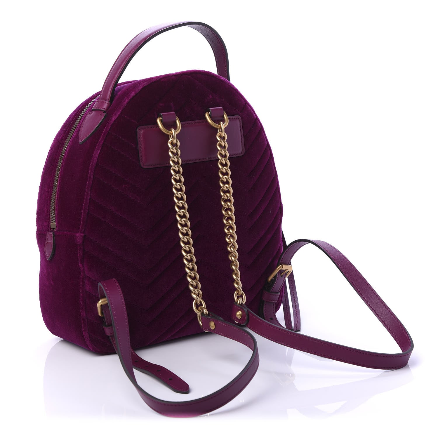 Gucci Velvet Matelasse GG Marmont Dome Backpack Fuchsia Violet Cyclamen 2 of 9