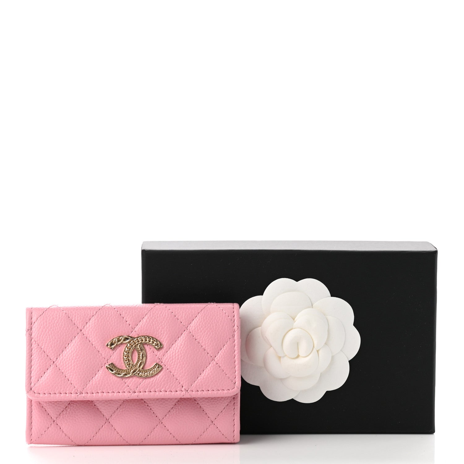 Chanel Caviar Quilted Multi Chain CC Flap Card Holder Pink 9 of 9