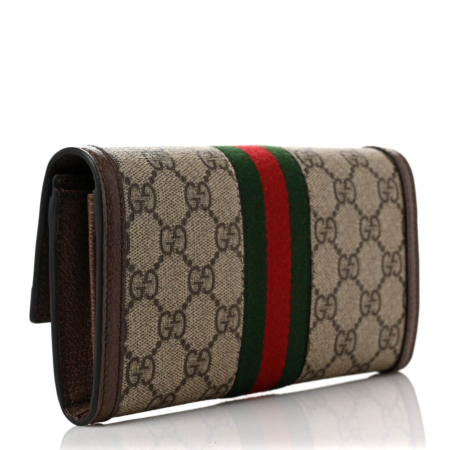 GG Supreme Monogram Web Ophidia Continental Wallet Brown