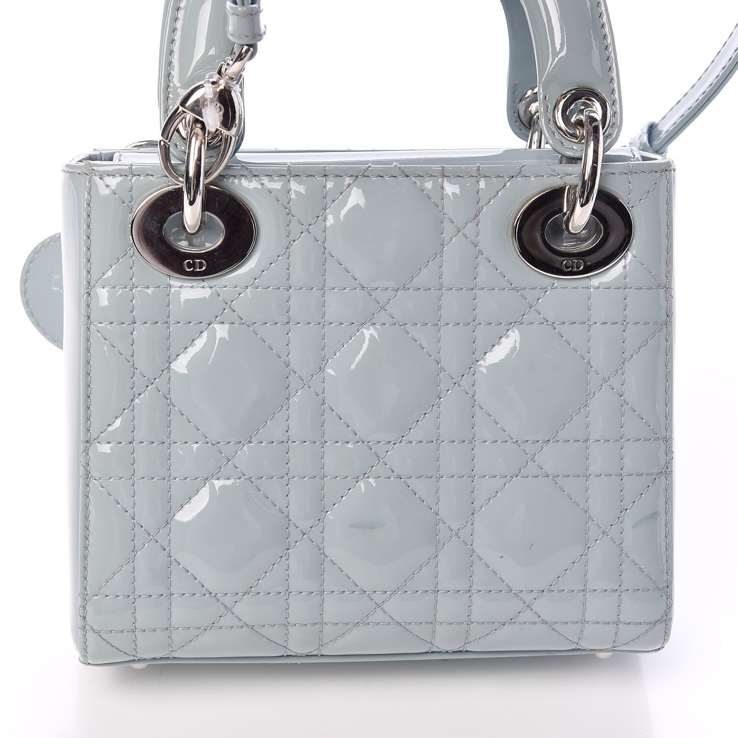 Christian Dior Patent Cannage Mini Lady Dior Light Blue 10 of 17