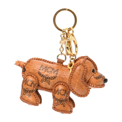MCM Visetos Dog Key Ring Bag Charm Cognac 1 of 5