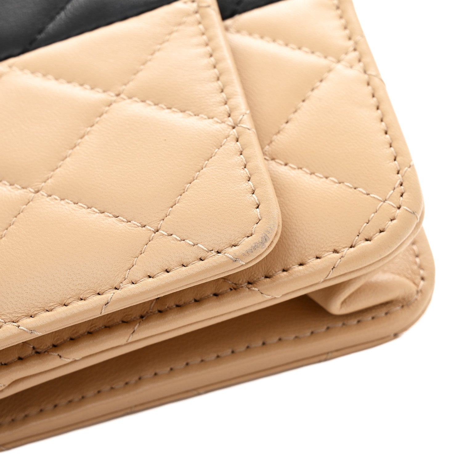 Chanel Lambskin Quilted Wallet On Chain WOC Beige Black 11 of 13