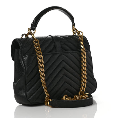 Saint Laurent Sheepskin Matelasse Chevron Monogram Medium College Bag Black 3 of 19