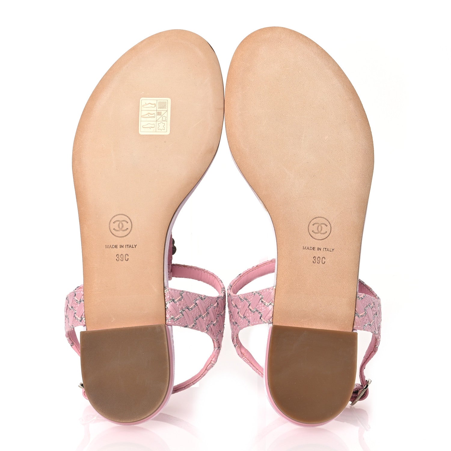 Chanel Tweed CC Charm Thong Sandals 39 Pink Silver 7 of 11